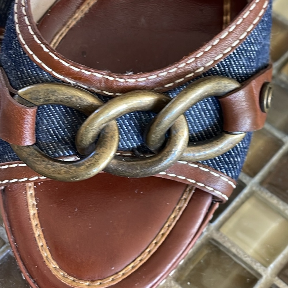 Cole Haan wedge slide :denim and leather - Picture 3 of 6